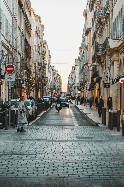 Marselha França Janeiro 2022 Vista Rua Das Áreas Centrais Marselha — Fotografia de Stock