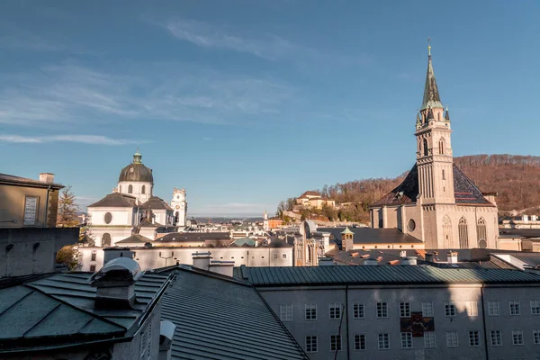 Salzburgo Austria Diciembre 2021 Vista Ciudad Salzburgo Desde Arriba Capital — Foto de Stock