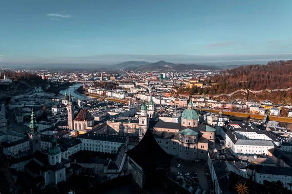 Salzburg Oostenrijk December 2021 Stadsgezicht Stad Salzburg Van Bovenaf Hoofdstad — Stockfoto