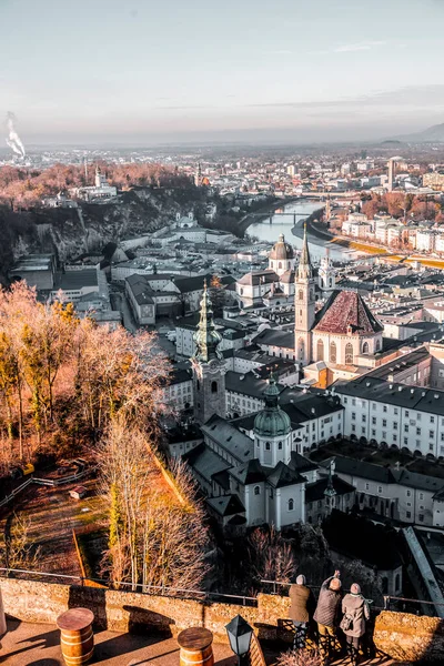 Зальцбург Австрия Декабря 2021 Года Городской Пейзаж Зальцбурга Сверху Столицы — стоковое фото