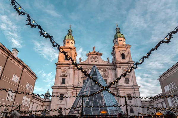 Salcburk Rakousko Prosince 2021 Salcburská Katedrála Nebo Dom Salzburg Starém — Stock fotografie