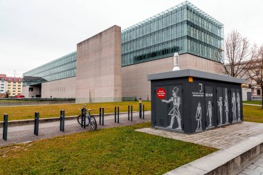 Munich, Germany - DEC 23, 2021: Facade of the New Pinakothek, the modern art museum of Munich, Bavaria, Germany. clipart