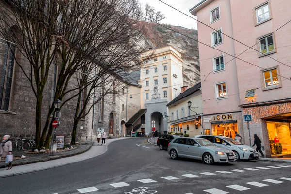 Salzbourg Autriche Décembre 2021 Vue Sur Rue Les Bâtiments Dans — Photo