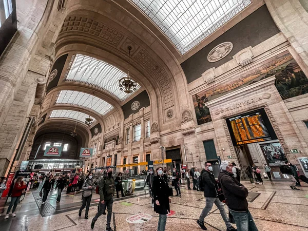 Milan Italy March 2022 Architectural Detail Milano Centrale Main Railway — Stockfoto