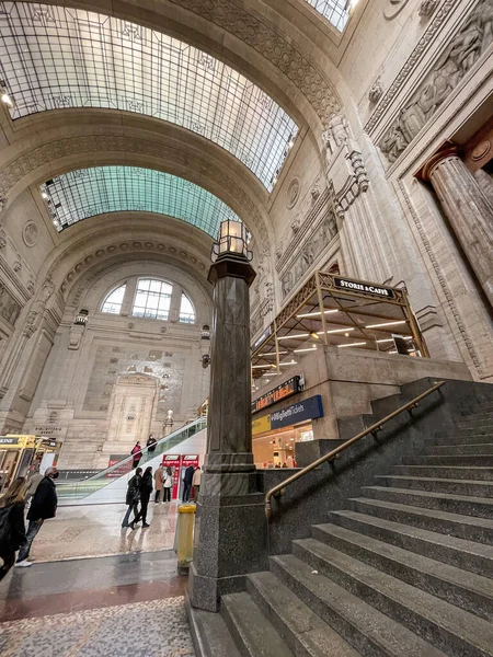 Milan Italy March 2022 Architectural Detail Milano Centrale Main Railway — Stock Photo, Image