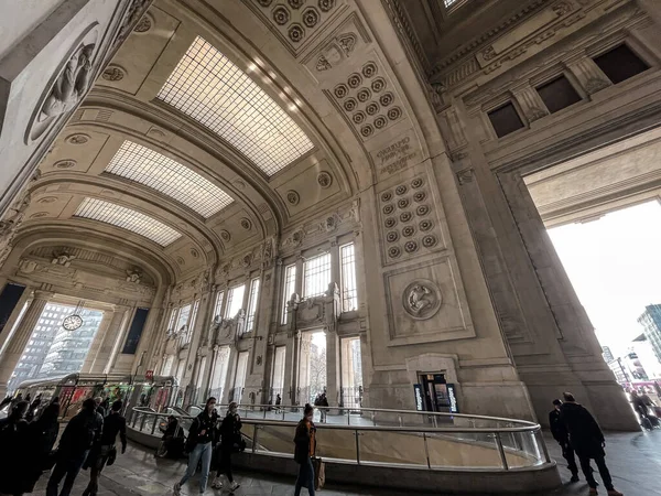 Milan Italy March 2022 Architectural Detail Milano Centrale Main Railway — ストック写真