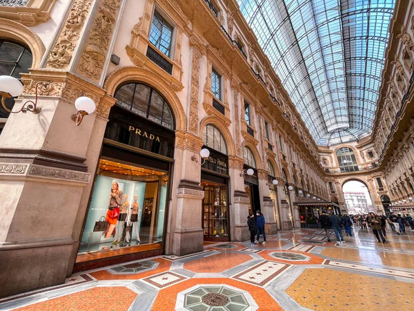 Milan Italy Березня 2022 Galleria Vittorio Emanuele Найстаріша Італії Активна — стокове фото