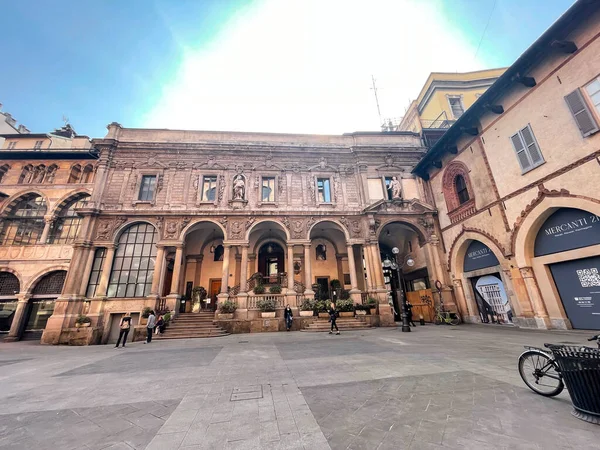 Milan Italy March 2022 Piazza Mercanti Central City Square Milan — Stockfoto