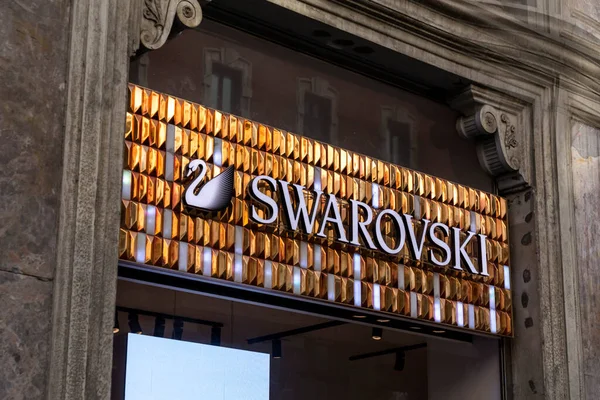 Milan Italy March 2022 Swarowski Store Sign Milan Lombardy Italy — 스톡 사진