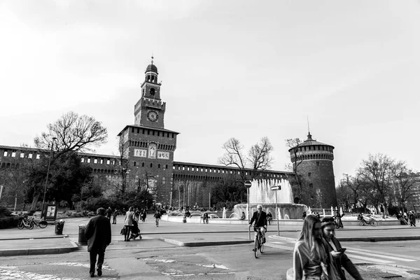 Milan Italy March 2022 Castello Sforzesco Medieval Fortification Located Milan — Stock Photo, Image