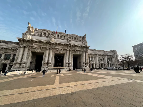 Milan Italy March 2022 Architectural Detail Milano Centrale Main Railway — Foto de Stock