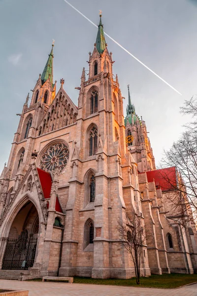 Exterior View Ancient Paul Cathedral Paulskirche Munich Germany — стоковое фото