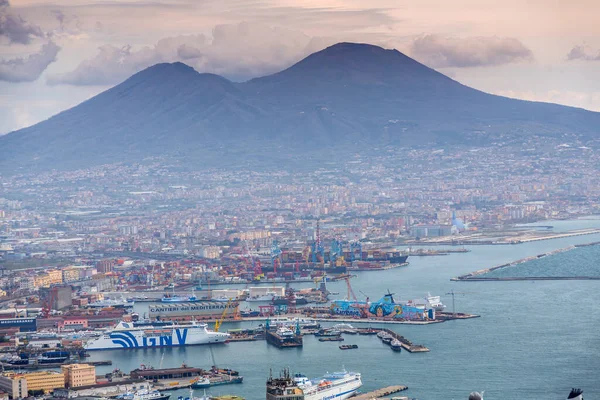 Naples Italy April 2022 Aerial Cityscape View City Naples Castel — Stock Photo, Image