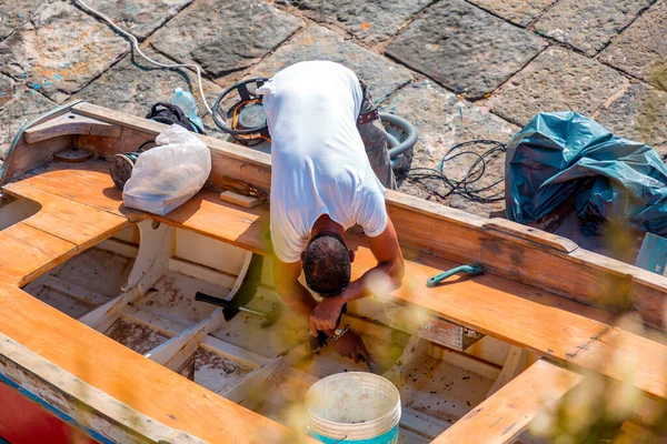 Napels Italië April 2022 Roeiboten Langs Kust Van Napels Voor — Stockfoto