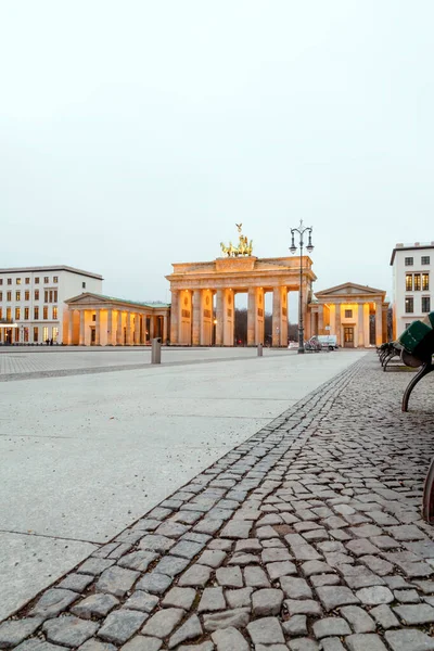 Berlin Niemcy Grudnia 2021 Słynny Punkt Orientacyjny Bramy Brandenburskiej Lub — Zdjęcie stockowe