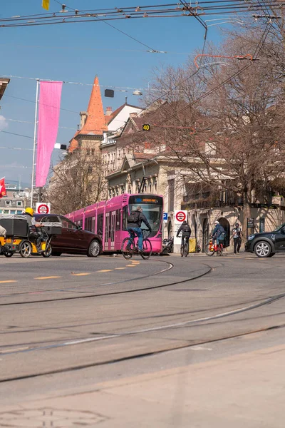 Женева Швейцарія Березня 2022 Площа Нове Однією Основних Площ Місті — стокове фото