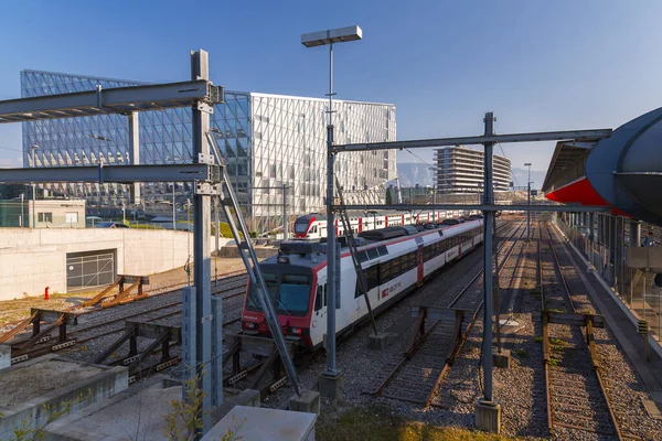 Genève Suisse Mars 2022 Geneve Secheron Est Une Gare Ferroviaire — Photo