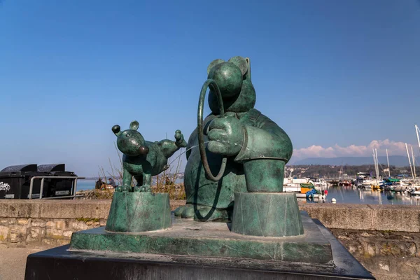 Женева Швейцария Марта 2022 Года Выставка Скульптур Chat Созданная Бельгийским — стоковое фото