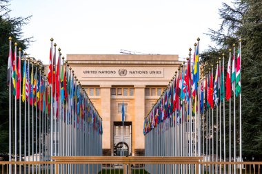 Geneva, Switzerland - 25 March 2022: The United Nations Office at Geneva, housed at the historic Palais des Nations, is the second largest UN centre after the  Headquarters in New York. clipart
