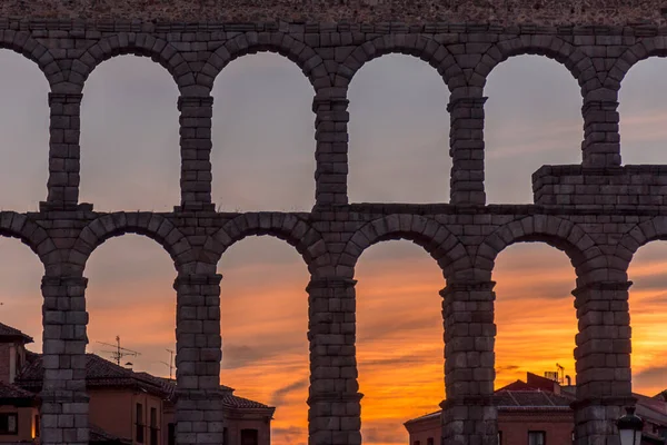 The ancient Roman aqueduct of Segovia, one of the best-preserved elevated Roman aqueducts and the foremost symbol of Segovia.