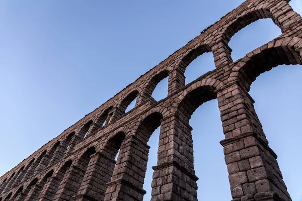 The ancient Roman aqueduct of Segovia, one of the best-preserved elevated Roman aqueducts and the foremost symbol of Segovia.