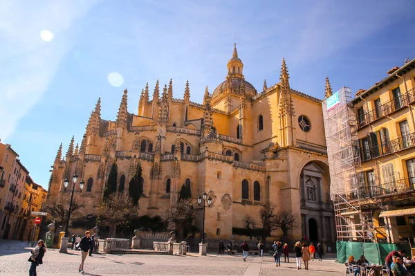 Segovia Espanha Fevereiro 2022 Catedral Segóvia Catedral Católica Romana Estilo — Fotografia de Stock