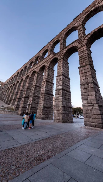 Segovia Spanyolország 2022 Február Segovia Ókori Római Vízvezeték Egyik Legjobban — Stock Fotó