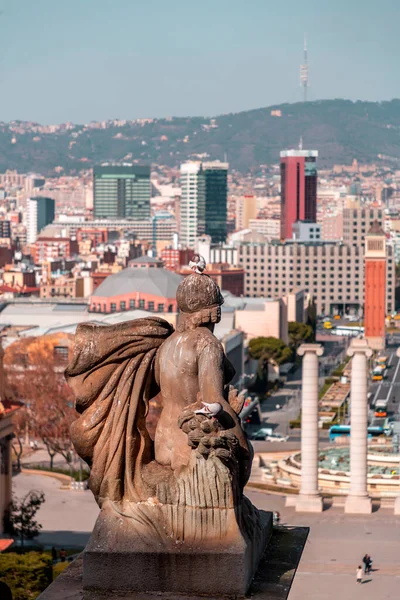 Placa Espanya Egyike Barcelona Legfontosabb Terek Épült 1929 Barcelonai Nemzetközi — Stock Fotó