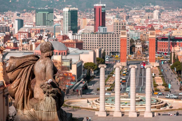 Der Placa Espanya Ist Einer Der Wichtigsten Plätze Barcelonas Und — Stockfoto