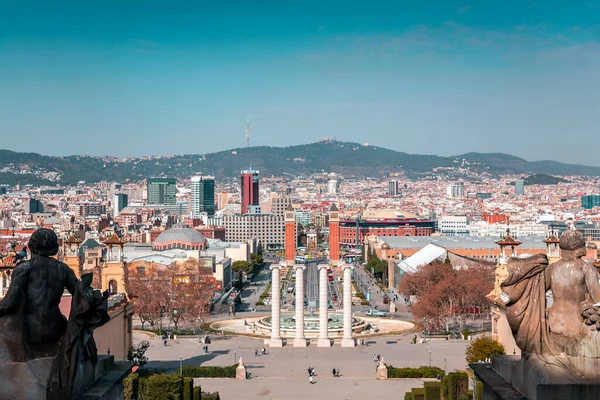 Barcelona Spanyolország Feb 2022 Placa Espanya Egyike Barcelona Legfontosabb Terek — Stock Fotó