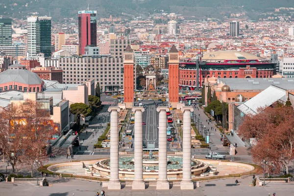 Барселона Іспанія Feb 2022 Placa Espanya Одна Найважливіших Площ Барселони — стокове фото