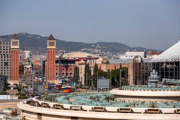 西班牙巴塞罗那 Feb 2022 Placa Espanya是巴塞罗那最重要的广场之一 建于1929年巴塞罗那国际博览会上 — 图库照片