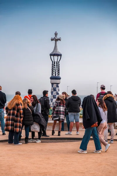 Barcelona Hiszpania Feb 2022 Słynny Park Guell Barcelonie Hiszpania Zaprojektowany — Zdjęcie stockowe