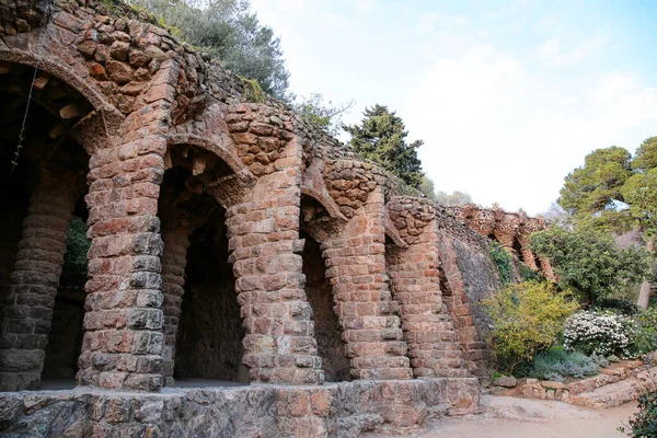 Het Beroemde Park Guell Barcelona Spanje Ontworpen Door Antoni Gaudi — Stockfoto