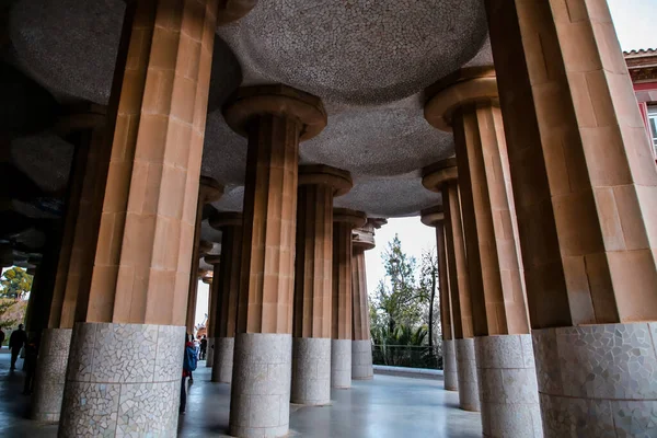 Barcelona España Feb 2022 Famoso Parque Güell Barcelona España Diseñado — Foto de Stock