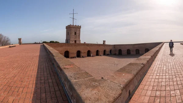 Barcelona Spanien Feb 2022 Montjuic Castle Gammal Militärfästning Med Rötter — Stockfoto