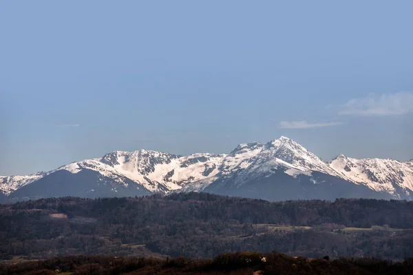 Scenic View Alp Mountains Border France Italy Snow Peaked Mountains — Stock Photo, Image
