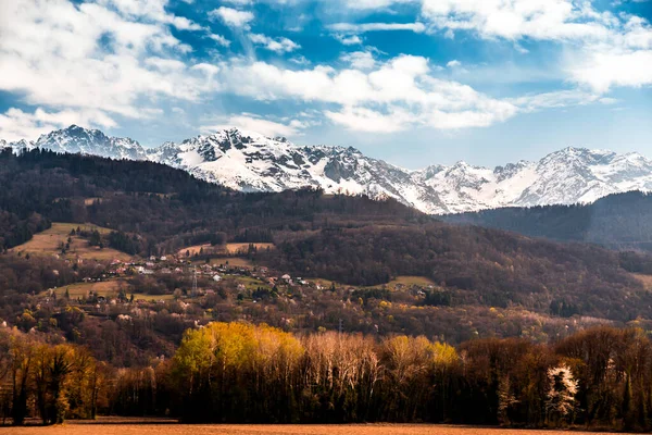 Scenic View Alp Mountains Border France Italy Snow Peaked Mountains — Stock Photo, Image