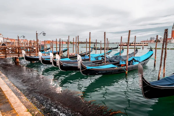 Gondolas Ancient Canals Venice Veneto Italy — Stock Photo, Image