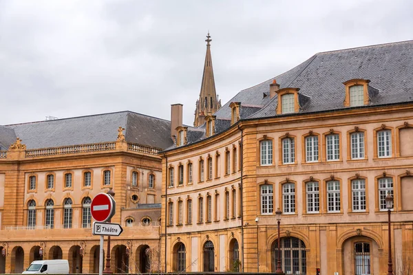 Metz França Janeiro 2022 Vista Rua Edifícios Típicos Franceses Cidade — Fotografia de Stock