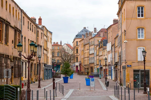 Metz Francia Enero 2022 Vista Calle Edificios Típicos Franceses Ciudad — Foto de Stock