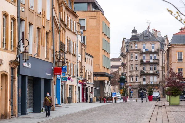 Metz France January 2022 Street View Typical French Buildings City — Stock Photo, Image