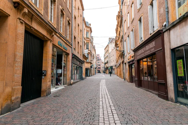 Metz França Janeiro 2022 Vista Rua Edifícios Típicos Franceses Cidade — Fotografia de Stock