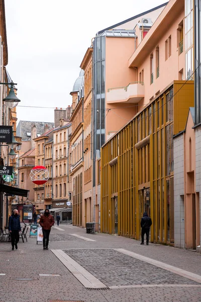 Metz Franciaország Január 2022 Street View Tipikus Francia Épületek Város — Stock Fotó