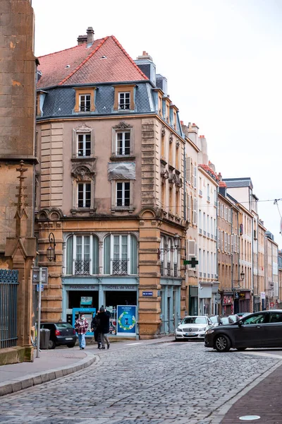 Metz Francie Ledna 2022 Pohled Ulice Typické Francouzské Budovy Městě — Stock fotografie