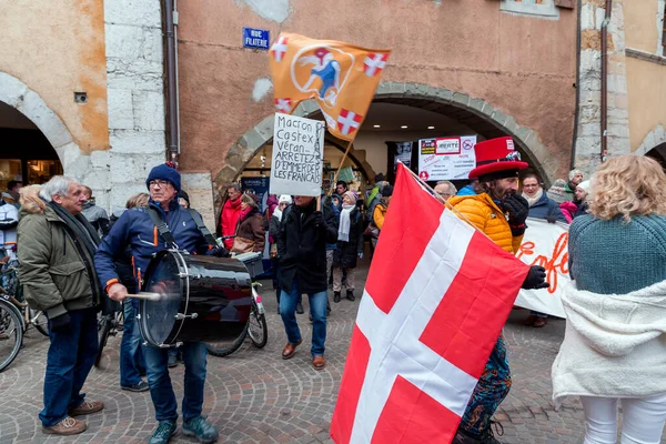 Annecy France January 2022 Group People Demonstrating State Oppression Health — Stock Photo, Image