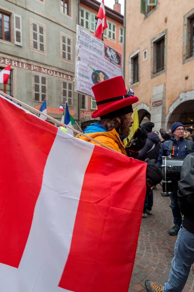 Annecy France January 2022 Group People Demonstrating State Oppression Health — Stock Photo, Image