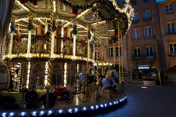 Metz Francia Enero 2022 Colorido Carrusel Plaza Santa Luisa Metz — Foto de Stock