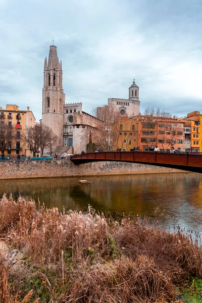 Girona Katalánsko Španělsko Feb 2022 Pohled Exteriéru Kostel San Felix — Stock fotografie