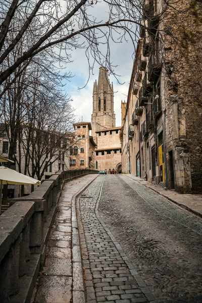 Girona Cataluña España Feb 2022 Vista Exterior Iglesia San Félix —  Fotos de Stock